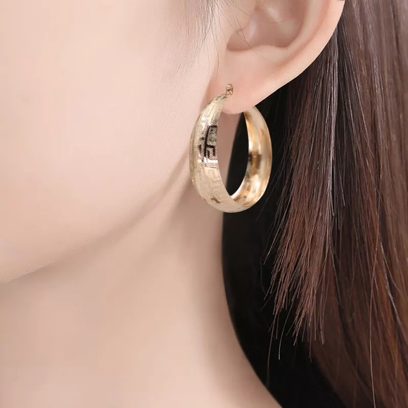 Trendy Round Hoop Earrings Gold Plated Copper Earrings - Picture 3 of 5